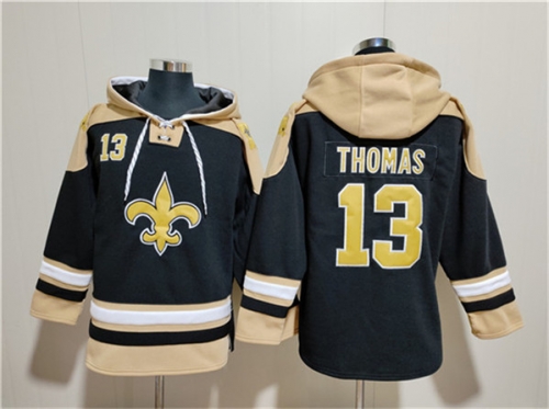 Men's New Orleans Saints #13 Michael Thomas Black Ageless Must-Have Lace-Up Pullover Hoodie