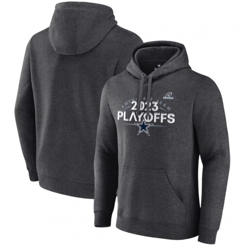 Men's Dallas Cowboys Heather Charcoal 2023 Playoffs Fleece Pullover Hoodie