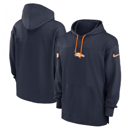 Men's Denver Broncos Navy Performance Pullover Hoodie