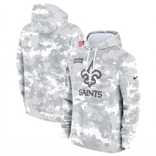 Men's New Orleans Saints 2024 Arctic Camo Salute To Service Club Fleece Pullover Hoodie