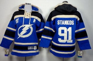 Old Time Hockey Tampa Bay Lightning #91 Steven Stamkos Blue Kids Hoodie