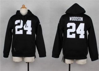 Nike Oakland Raiders #24 Charles Woodson Black Kids Hoodie