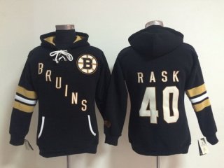 Old Time Hockey Boston Bruins #40 Tuukka Rask Black Womens Hoodie