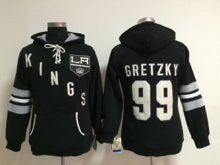 Old Time Hockey Los Angeles Kings #99 Wayne Gretzky Black Womens Hoodie