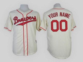 Milwaukee Brewers Customized 1948 Turn Back The Clock Cream Jersey