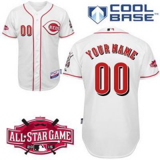 Men's Cincinnati Reds Personalized Home Jersey With 2015 All-Star Patch