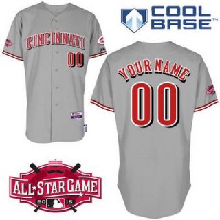 Men's Cincinnati Reds Personalized Road Jersey With 2015 All-Star Patch