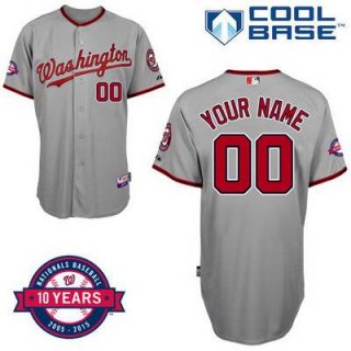 Men's Washington Nationals Personalized Road Jersey With Commemorative 10th Anniversary Patch