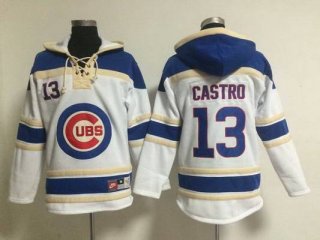 Men's Chicago Cubs #13 Starlin Castro White Hoodie