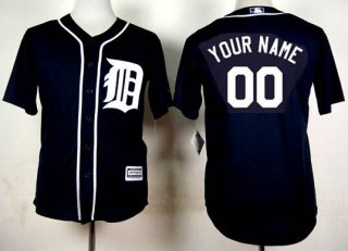 Men's Detroit Tigers Customized 2015 Navy Blue Jersey