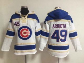 Men's Chicago Cubs #49 Jake Arrieta Home White MLB Hoodie