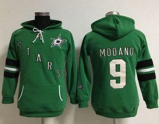 Dallas Stars #9 Mike Modano Green Women's Old Time Heidi Hoodie NHL Hoodie