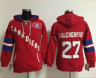 Montreal Canadiens #27 Alex Galchenyuk Red Women's Old Time Heidi NHL Hoodie