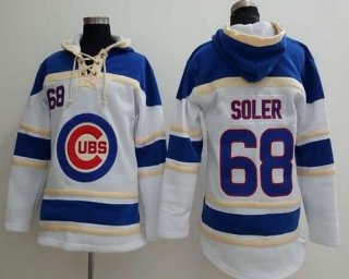 Men's Chicago Cubs #68 Jorge Soler White Baseball MLB Hoodie