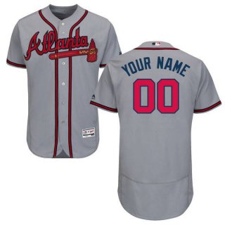 Mens Atlanta Braves Grey Customized Flexbase Majestic MLB Collection Jersey