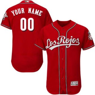 Mens Cincinnati Reds Los Rojos Red Customized Flexbase Majestic MLB Collection Jersey