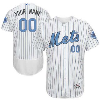 Mens New York Mets 2016 Fathers Day Fashion White Customized Flexbase Majestic MLB Collection Jersey