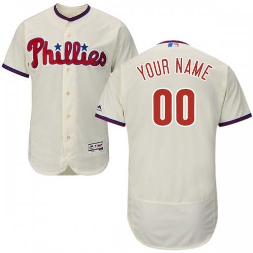 Mens Philadelphia Phillies Cream Customized Flexbase Majestic MLB Collection Jersey