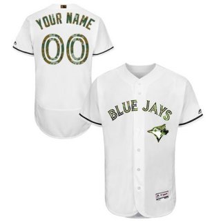 Mens Toronto Blue Jays 2016 Memorial Day FashionWhite Customized Flexbase Majestic MLB Collection Jersey