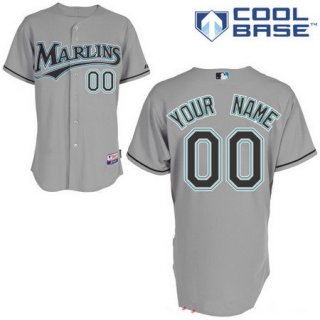 Men's Florida Marlins Gray Road Majestic Old Cool Base Custom Baseball Jersey