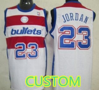 Custom Washington Bullets White Swingman Throwback Jersey