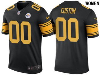 Women's Pittsburgh Steelers Black Custom Color Rush Legend NFL Nike Limited Jersey