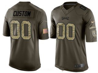 Youth Philadelphia Eagles Custom Olive Camo Salute To Service Veterans Day NFL Nike Limited Jersey