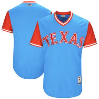 Custom Men's Texas Rangers Majestic Light Blue 2017 Players Weekend Authentic Team Jersey