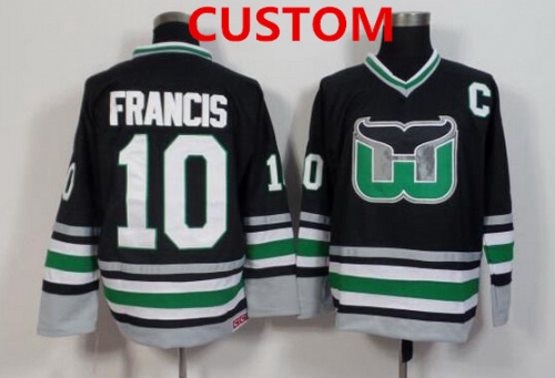 Mens Hartford Whalers Customized Black Throwback Jersey