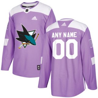 Men's San Jose Sharks Purple Pink Custom Adidas Hockey Fights Cancer Practice Jersey