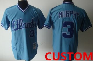 Custom Atlanta Braves Light Blue Throwback Jersey