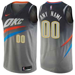 Men's Nike Oklahoma City Thunder Customized Swingman Gray NBA City Edition Jersey