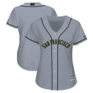 Women's San Francisco Giants Majestic Gray 2018 Memorial Day Cool Base Team Custom Jersey