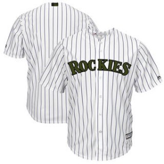 Men's Colorado Rockies Majestic White 2018 Memorial Day Cool Base Team Custom Jersey