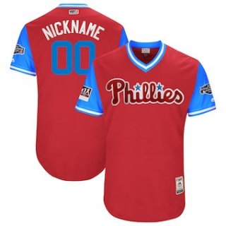 Men's Philadelphia Phillies Majestic Scarlet 2018 MLB Little League Classic Authentic Flex Base Custom Jersey