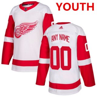 Youth Adidas Detroit Red Wings NHL Authentic White Customized Jersey