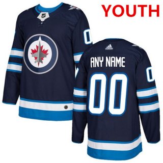 Youth Adidas Winnipeg Jets Customized Authentic Navy Blue Home NHL Jersey