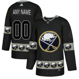 Men's Buffalo Sabres Custom Black Team Logos Fashion Adidas Jersey