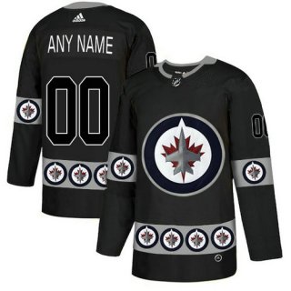 Men's Winnipeg Jets Custom Black Team Logos Fashion Adidas Jersey