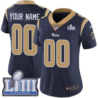 Women's Customized Los Angeles Rams Vapor Untouchable Super Bowl LIII Bound Limited Navy Blue Nike NFL Home Jersey