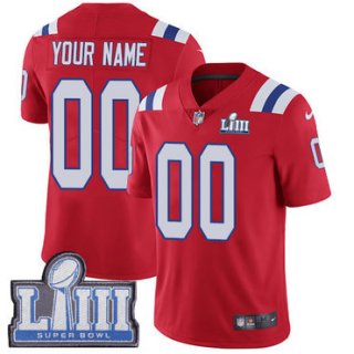 Men's Customized New England Patriots Vapor Untouchable Super Bowl LIII Bound Limited Red Nike NFL Alternate Jersey