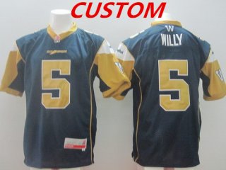 Custom CFL Winnipeg Blue Bombers Navy Blue Jersey