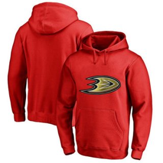 Anaheim Ducks Red Men's Customized All Stitched Pullover Hoodie