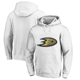 Anaheim Ducks White Men's Customized All Stitched Pullover Hoodie