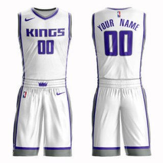 Kings White Men's Customized Nike Swingman Jersey(With Shorts)