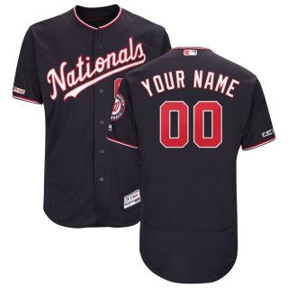 Men's Washington Nationals Navy Customized 150th Patch Flexbase Jersey