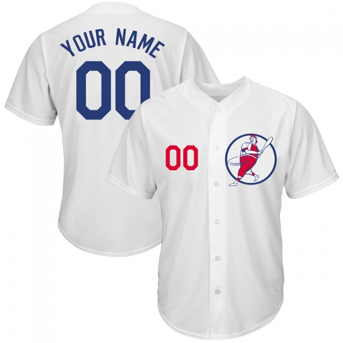 Dodgers White Men's Customized Cool Base New Design Jersey