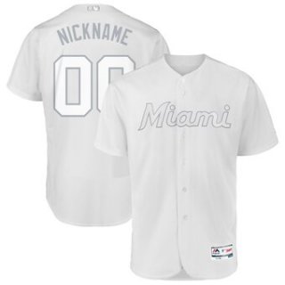 Miami Marlins Majestic 2019 Players' Weekend Flex Base Authentic Roster Custom White Jersey