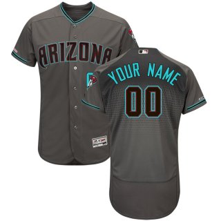 Men's Arizona Diamondbacks Majestic Gray Teal Flex Base Authentic Custom Jersey