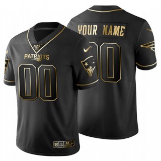 New England Patriots Custom Men's Nike Black Golden Limited NFL 100 Jersey